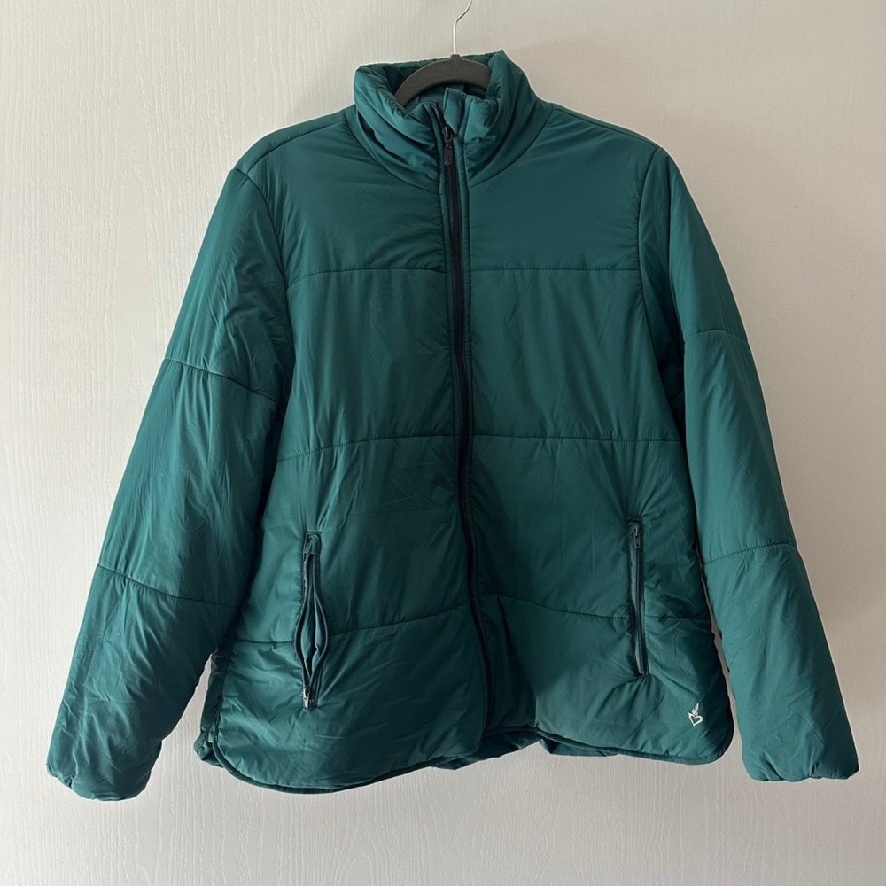 Torrid Active Matte Stretch Nylon Lightweight Puffer Jacket Green Plus Size 1 1X